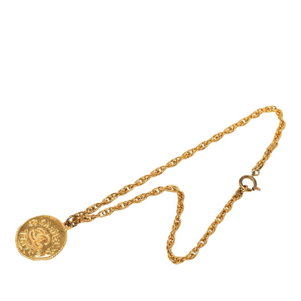 Pre-Loved Chanel CC Gold Plated Medallion Pendant Necklace